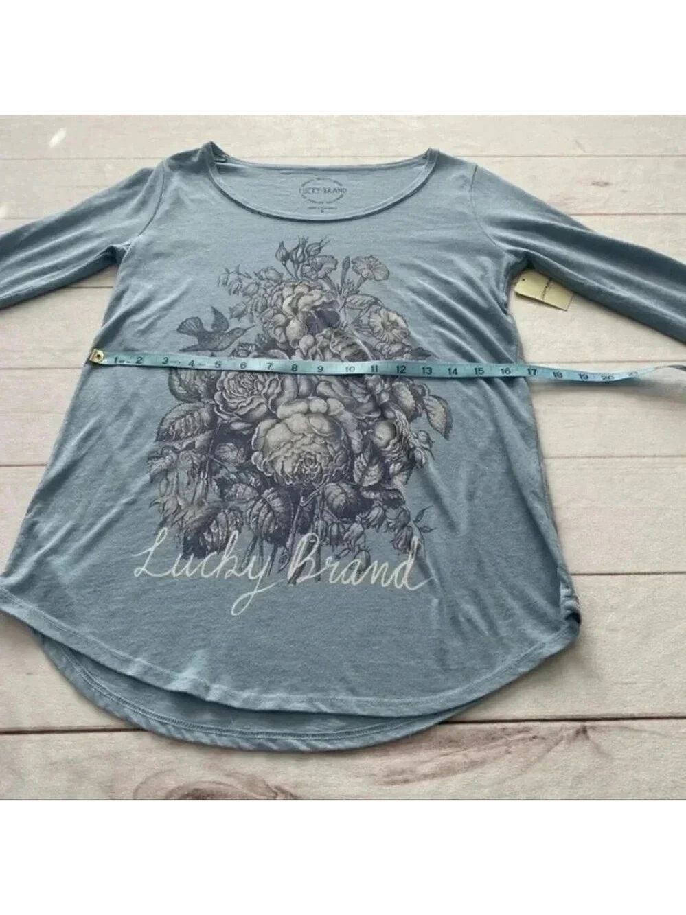NWT Lucky Brand Blue Floral Tee Womens Size Small - Picture 6 of 15